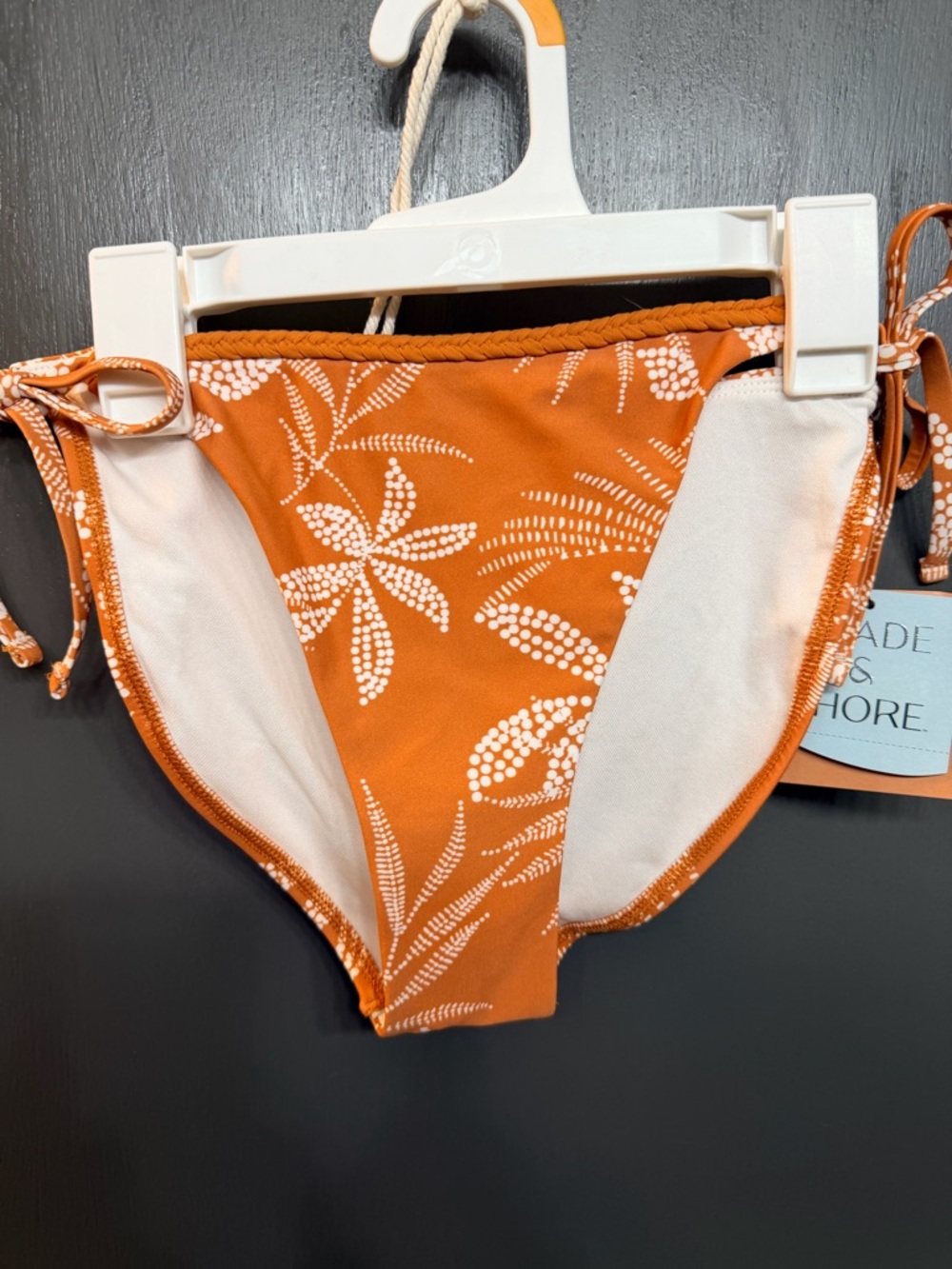 Shade & Shore Orange Floral Tie-Side Bikini Bottoms